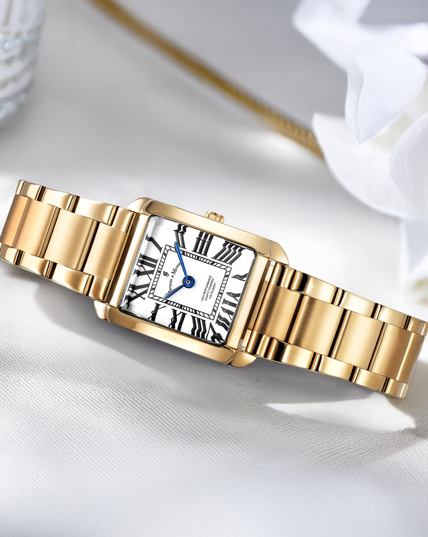 Emily 22x19mm Two-hands Gold-tone White dial Stainless steel swiss watch