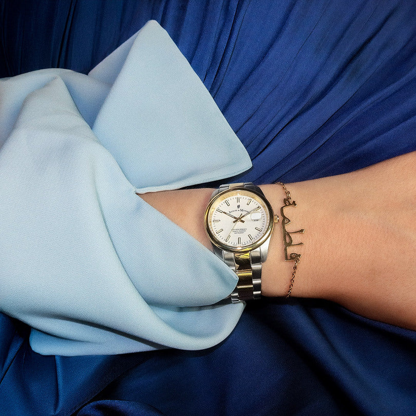 Allure 32mm Three-hands Date Two-tone White dial Stainless steel swiss watch
