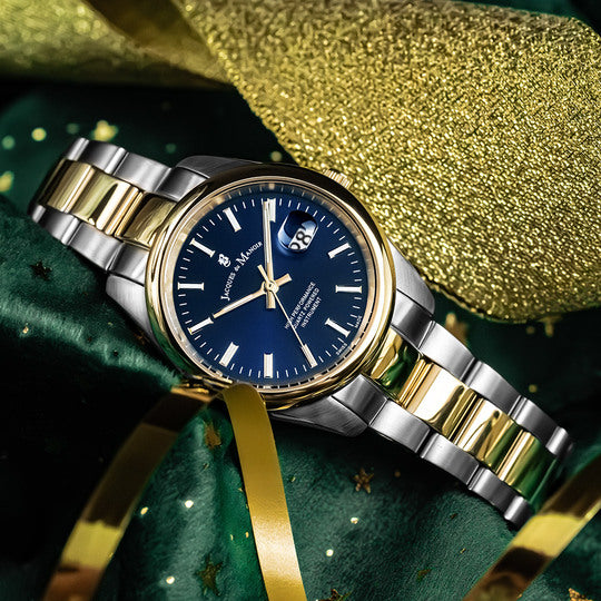 Allure 32mm Three-hands Date Two-tone Blue dial Stainless steel swiss watch