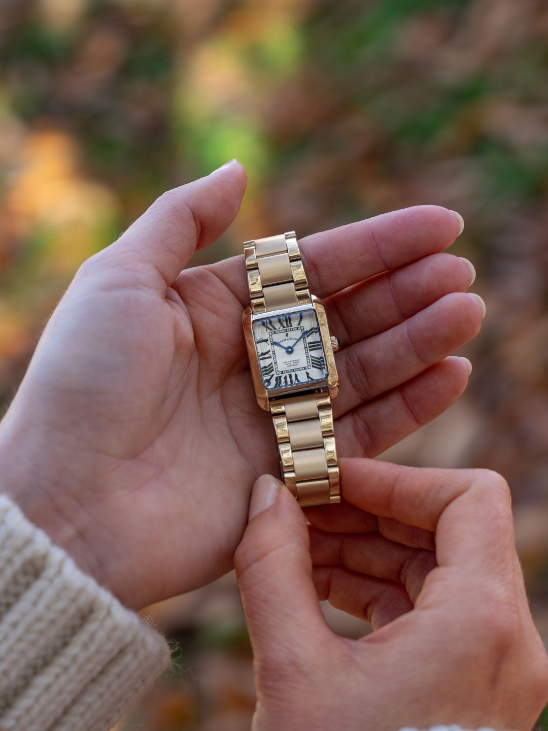 Emily 22x19mm Two-hands Gold-tone White dial Stainless steel swiss watch