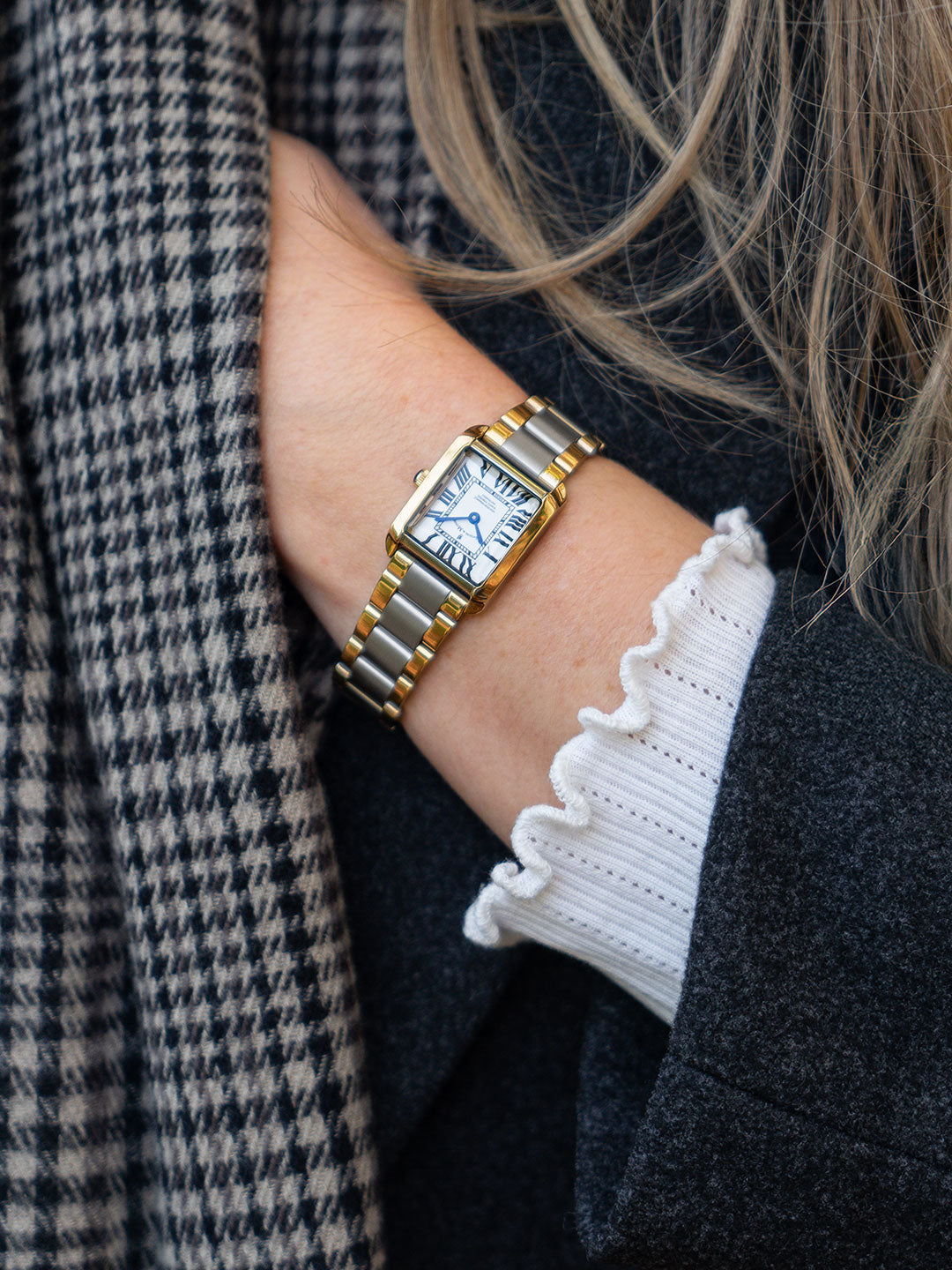 Emily 22x19mm Two-hands Two-tone White dial Stainless steel swiss watch