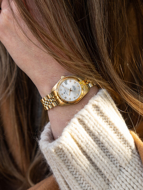 Inspiration Elegance 26MM Three-hands Date Gold-tone Silver dial Stainless steel swiss watch