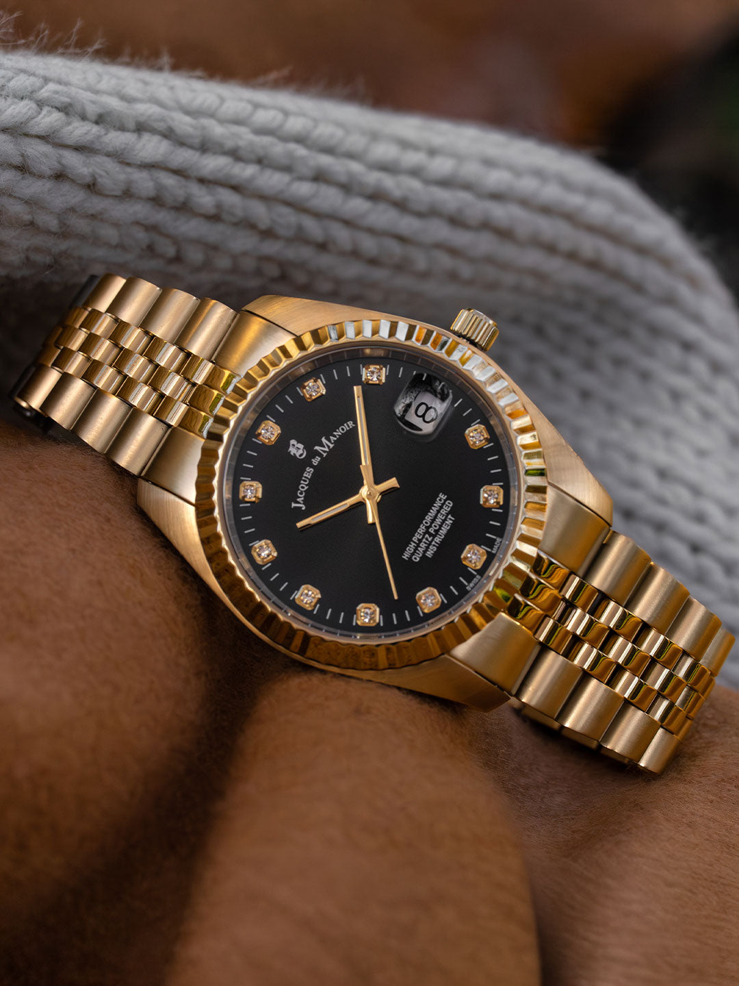 Inspiration Elegance 36MM Three-hands Date Gold-tone Black dial Stainless steel swiss watch