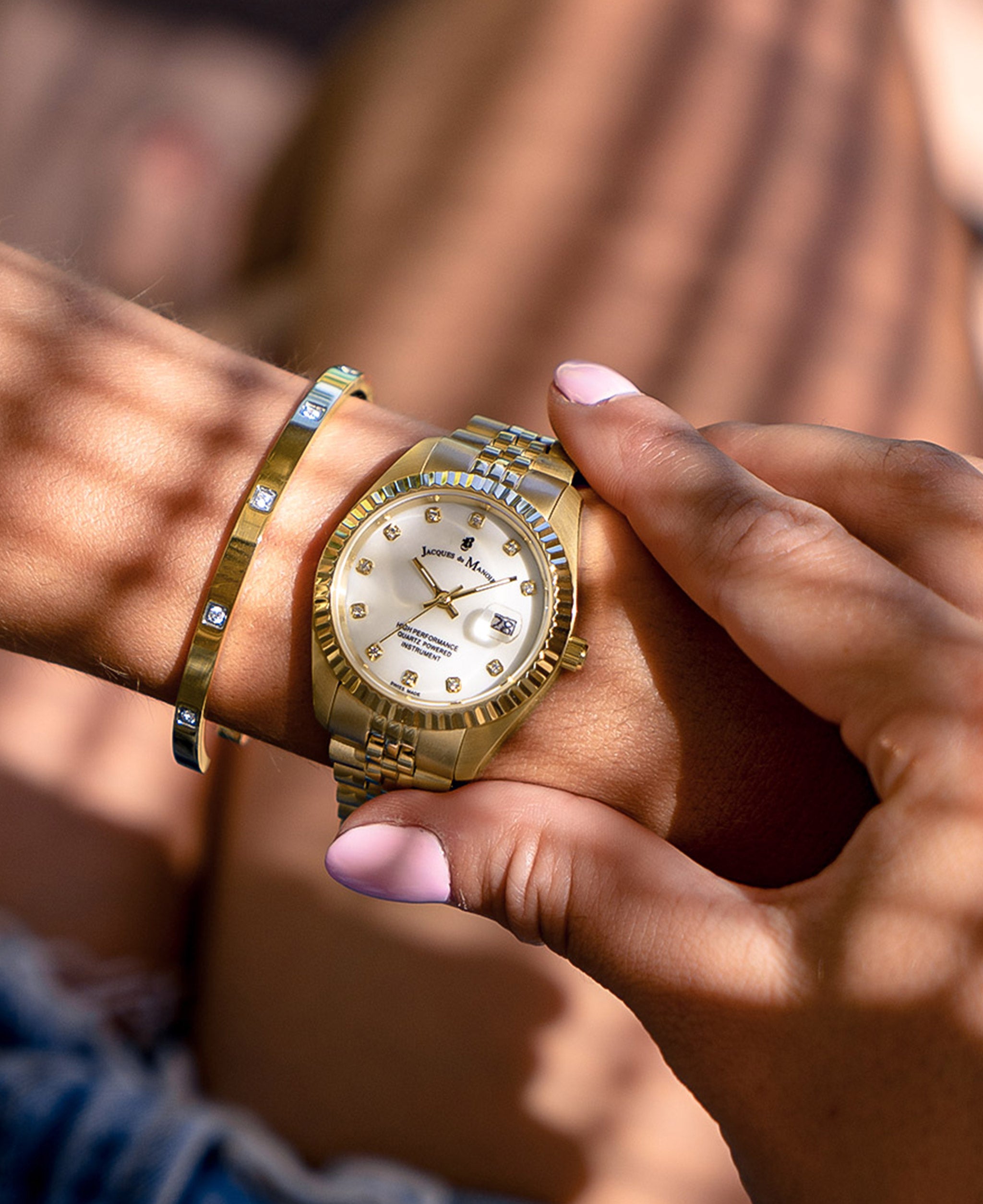 Bangle - Gold-Tone with stones