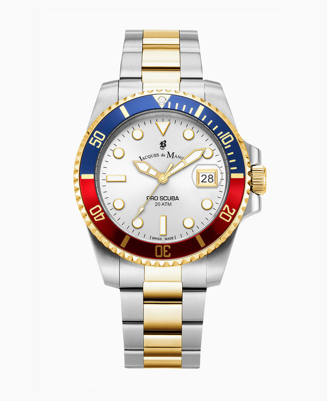 Pro Scuba Three-hands Date Two-tone Silver dial Stainless steel swiss watch