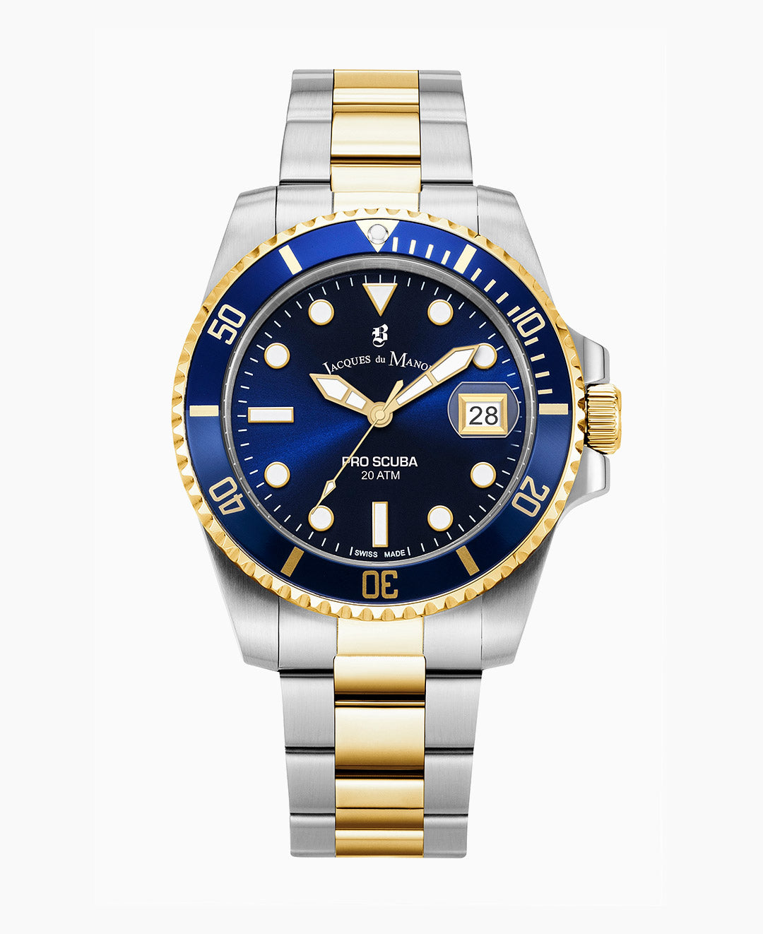 Pro Scuba Three-hands Date Two-tone Blue dial Stainless steel swiss watch
