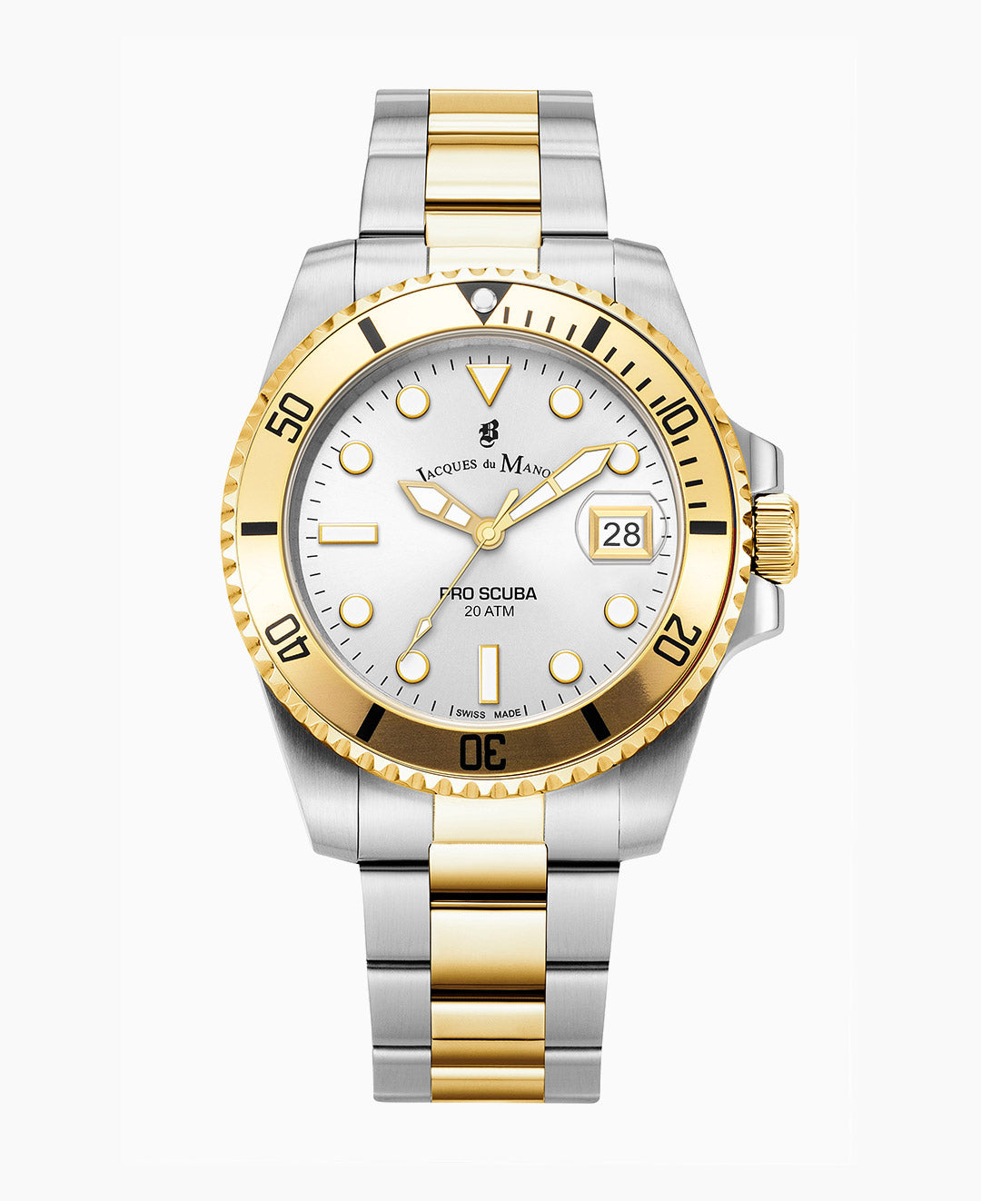 Pro Scuba Three-hands Date Two-tone Silver dial Stainless steel swiss watch