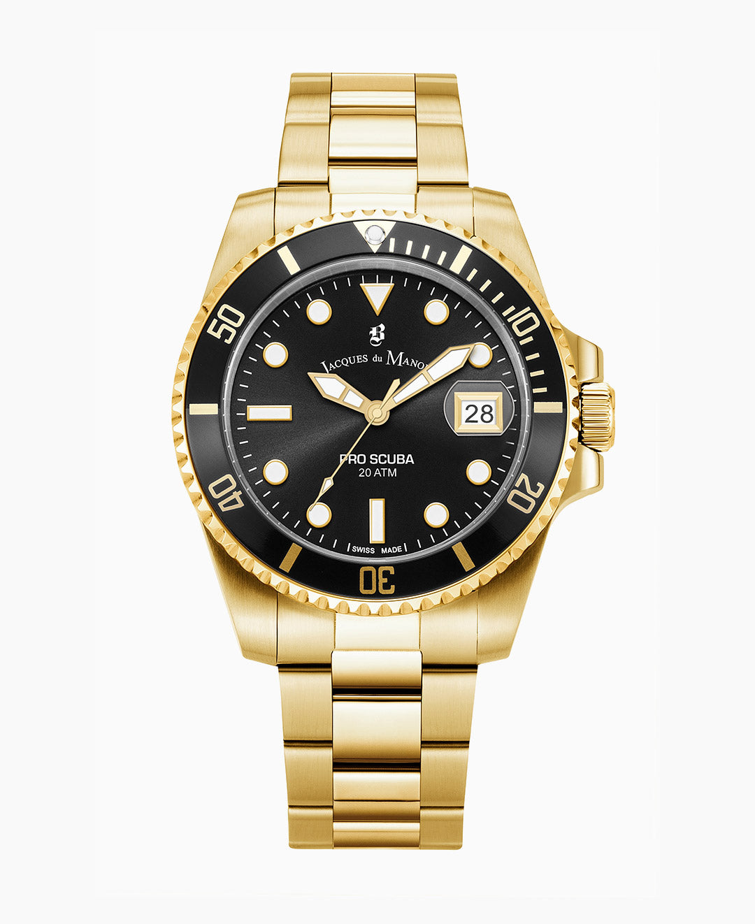 PRO SCUBA 43 Three-hands Date Gold-tone Black dial Stainless steel swiss watch