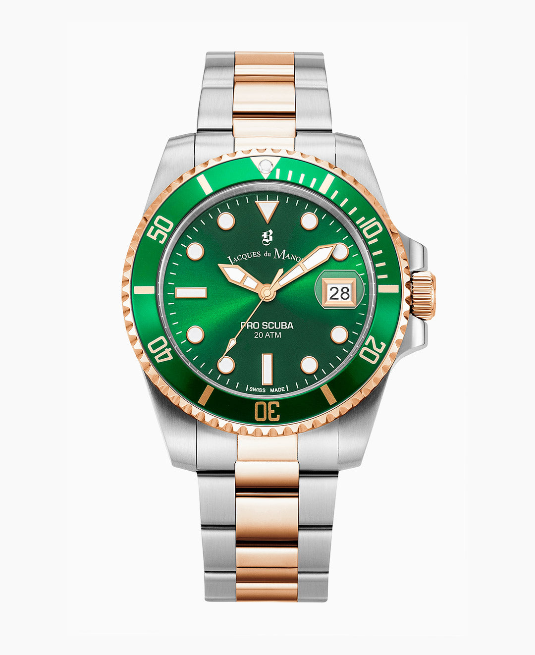 PRO SCUBA 43 Three-hands Date Two-tone Green dial Stainless steel swiss watch