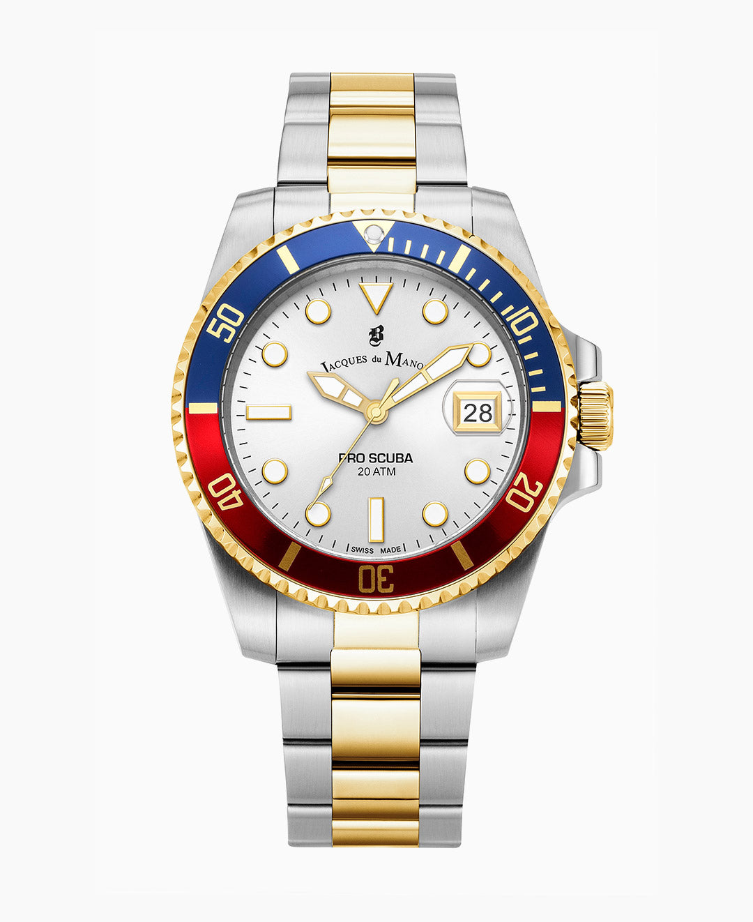 PRO SCUBA 43 Three-hands Date Two-tone Silver dial Stainless steel swiss watch