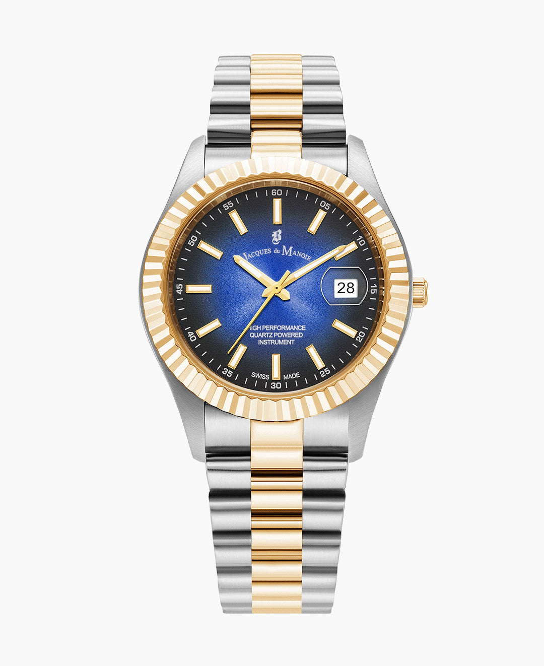 Inspiration Business 40mm Three-hands Date Two-tone Blue dial Stainless steel swiss watch