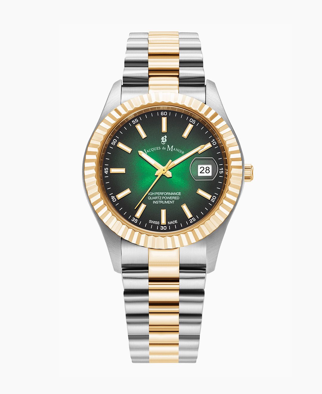 Inspiration Business 40mm Three-hands Date Two-tone Green dial Stainless steel swiss watch