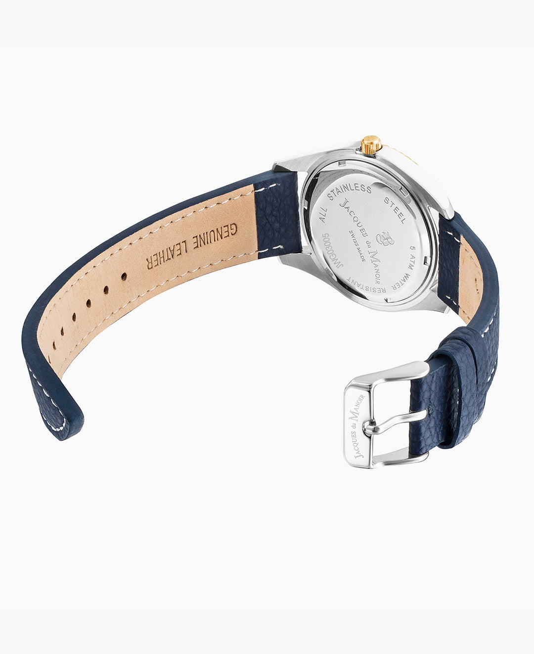 Inspiration Business 40mm Three-hands Date Blue-tone Gold dial Leather strap swiss watch
