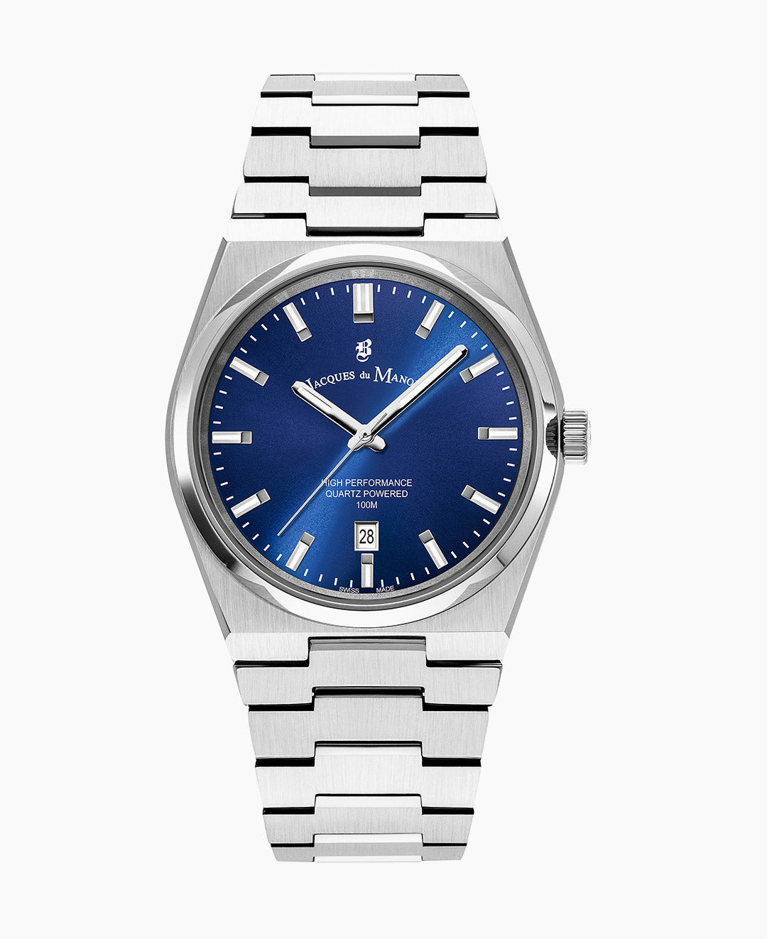 Horizon Gents 41mm Three-hands Date Silver-tone Blue dial Stainless steel swiss watch