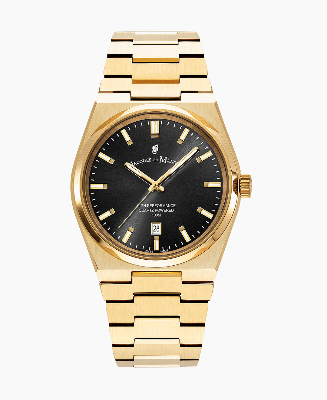 Horizon Gents 41mm Three-hands Date Gold-tone Black dial Stainless steel swiss watch