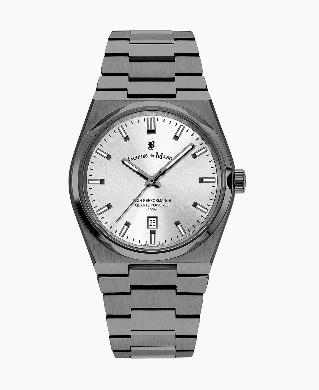 Horizon Gents 41mm Three-hands Date Black-tone Silver dial Stainless steel swiss watch