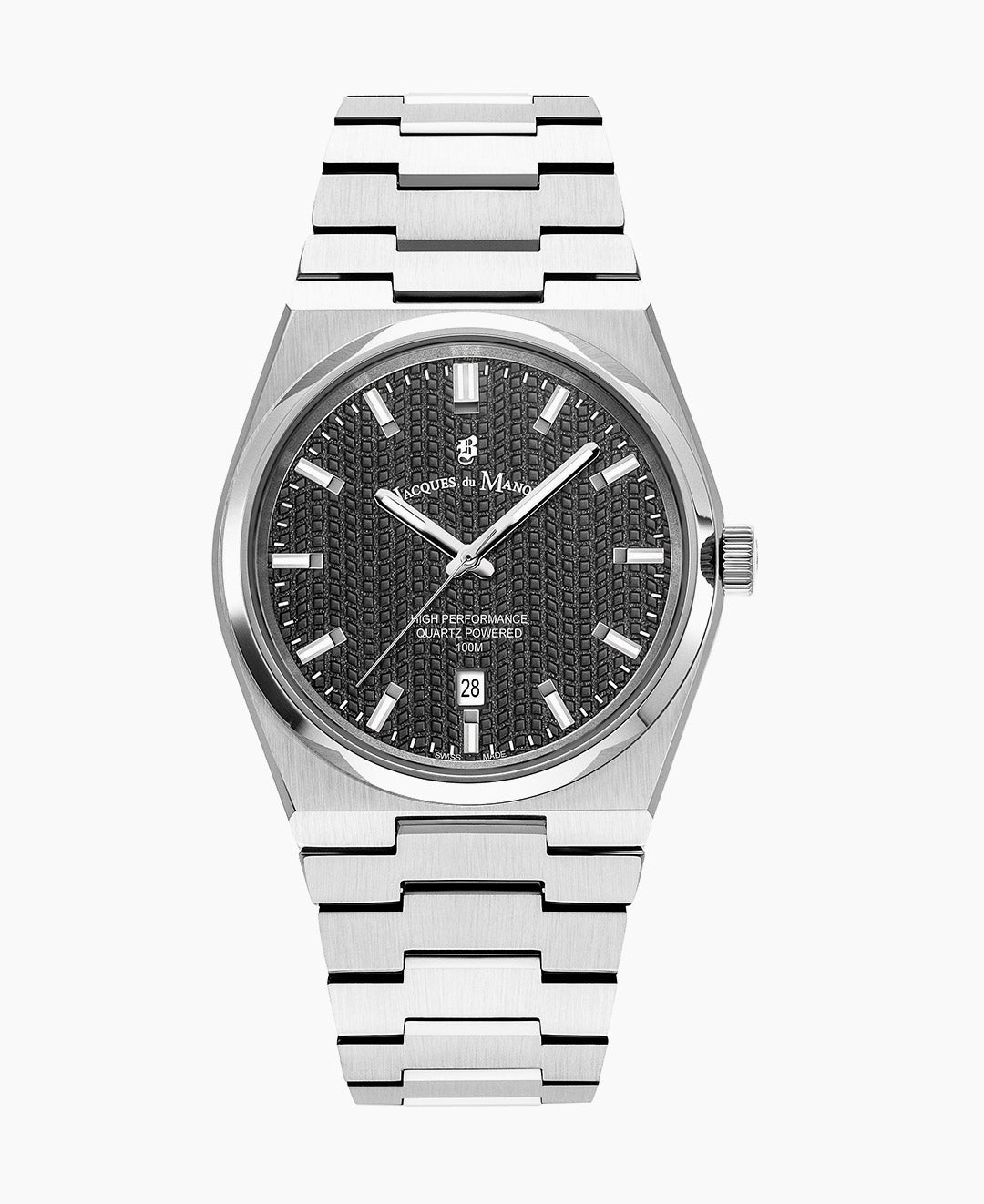 Horizon Gents 41mm Three-hands Date Silver-tone Black dial Stainless steel swiss watch
