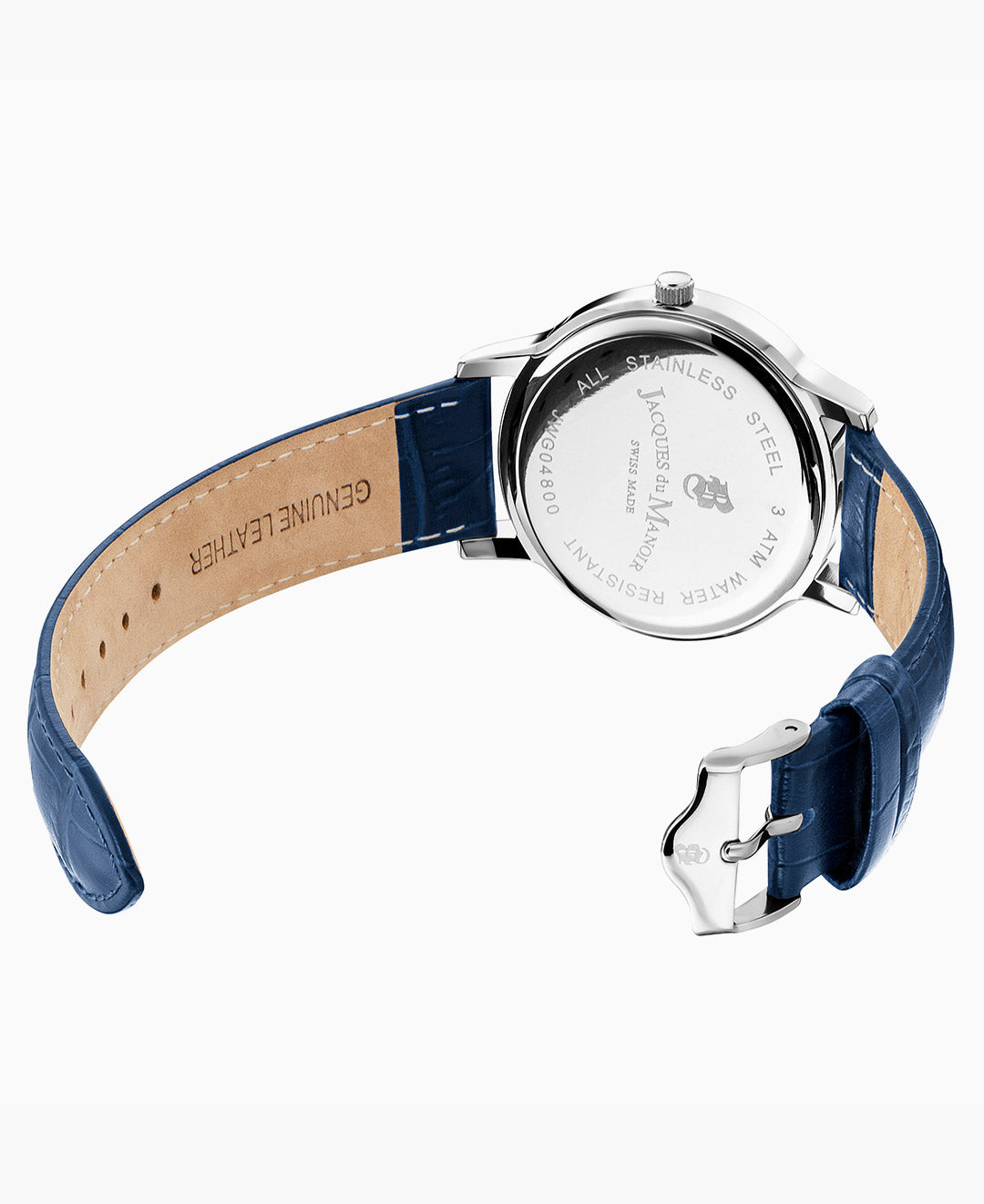 Genesis Gents 38mm Three-hands Date Blue-tone White dial Leather strap swiss watch