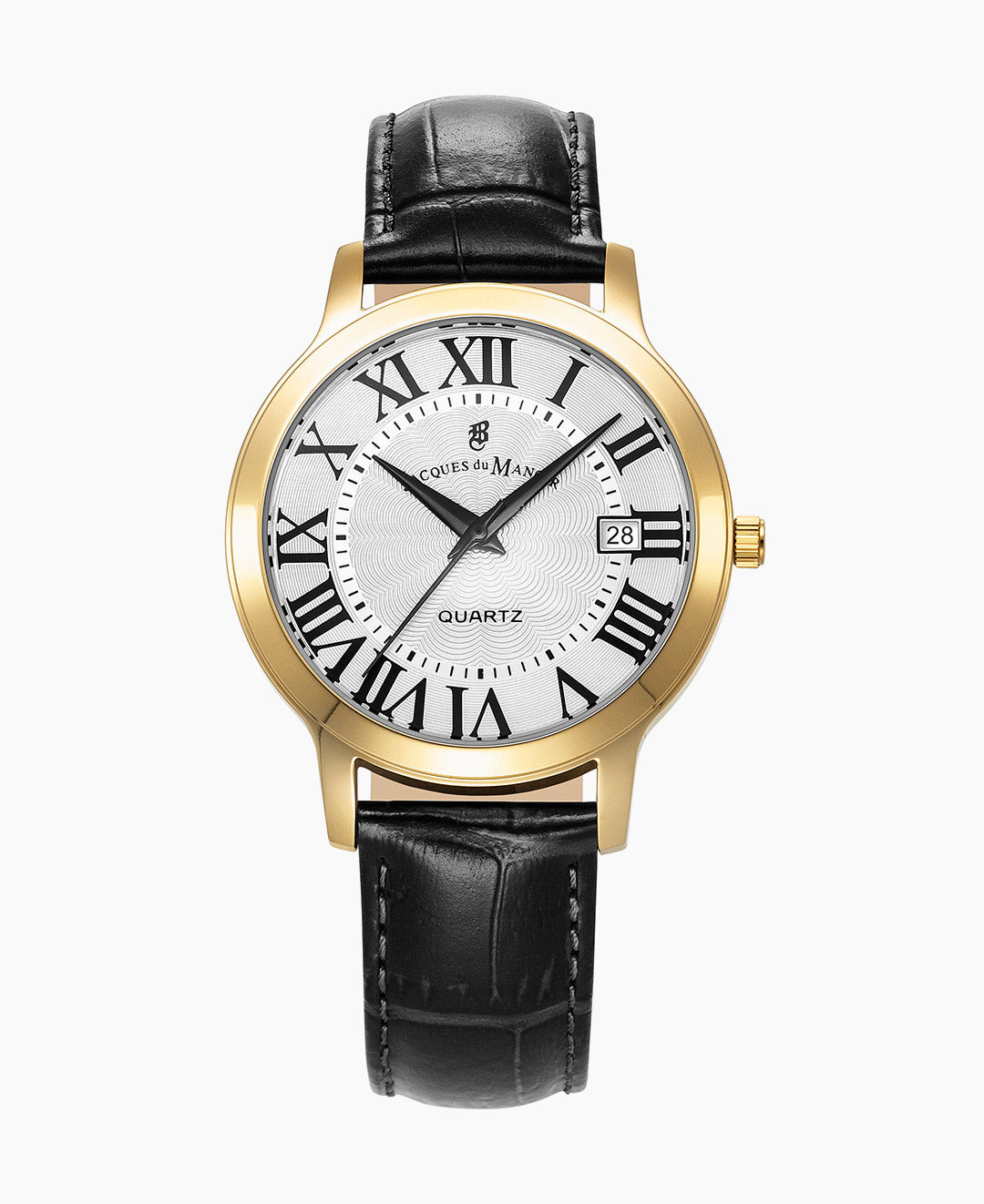 Genesis Gents 38mm Three-hands Date Black-tone White dial Leather strap swiss watch