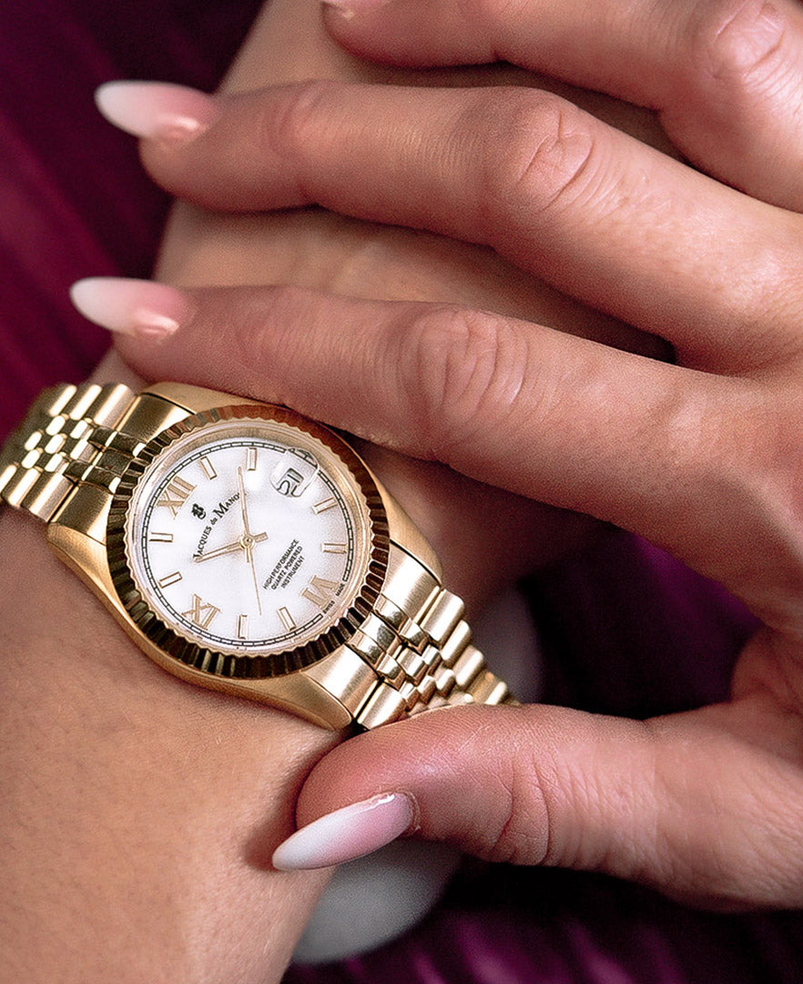 Inspiration Roman 34mm Three-hands Date Gold-tone White dial Stainless steel swiss watch