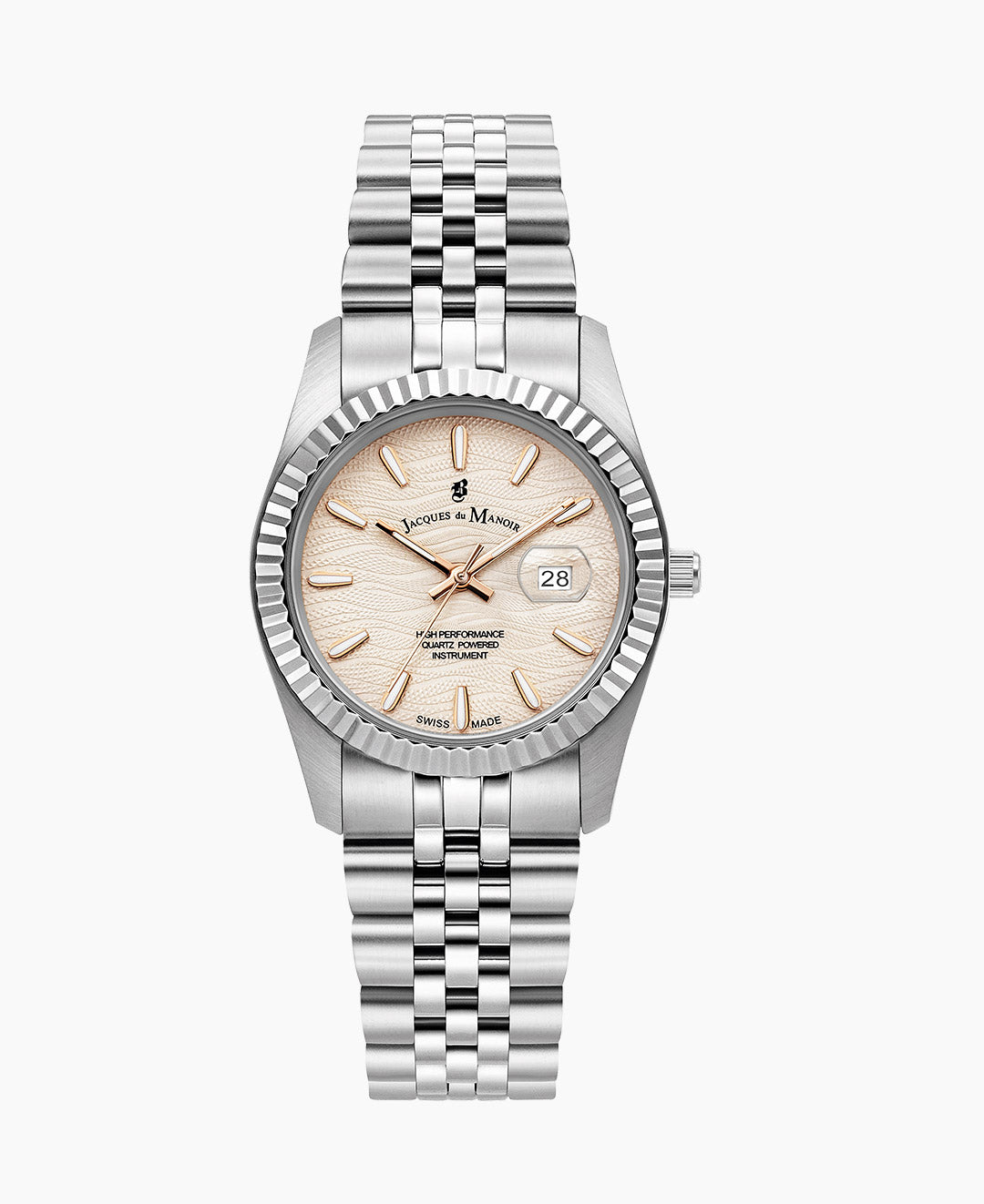 Inspiration Passion 34mm Three-hands Date Silver-tone Rosegold dial Stainless steel swiss watch
