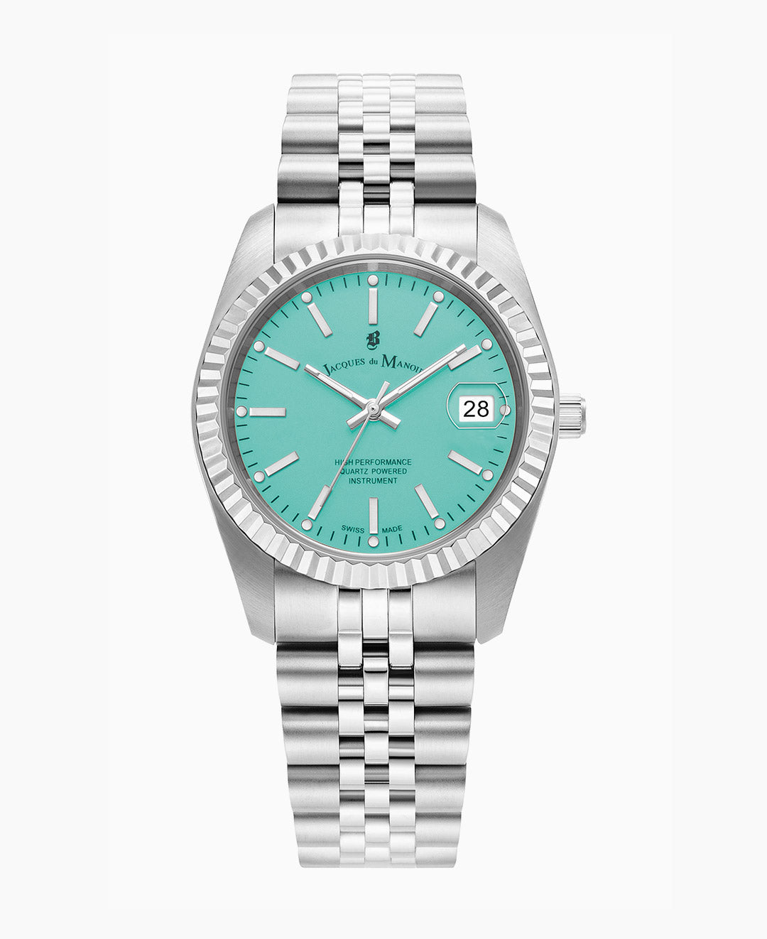 Inspiration Rainbow 36mm Three-hands Date Turquoise dial Stainless steel swiss watch