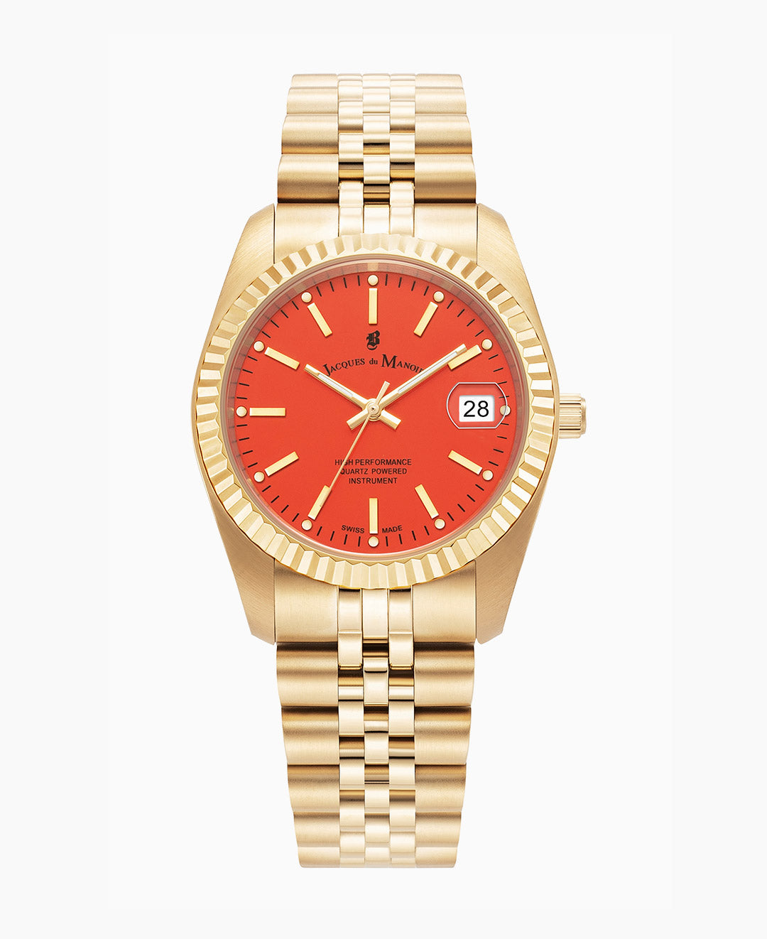 Inspiration Rainbow 36mm Three-hands Date Gold-tone Orange dial Stainless steel swiss watch