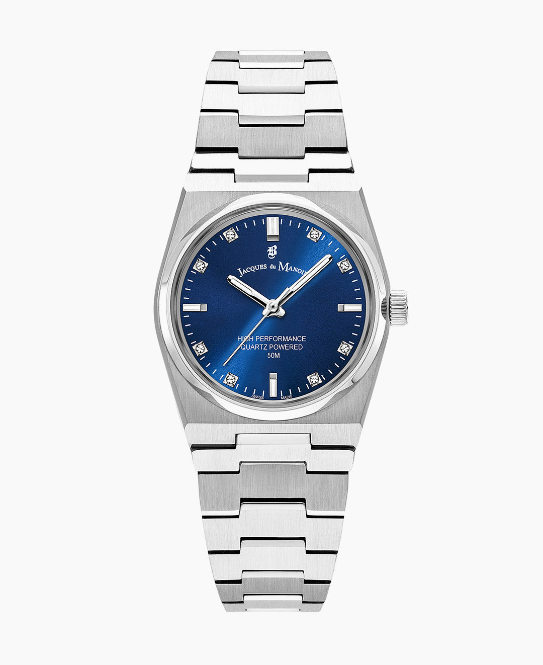 Horizon Ladies 31mm Three-hands Date Silver-tone Blue dial Stainless steel swiss watch