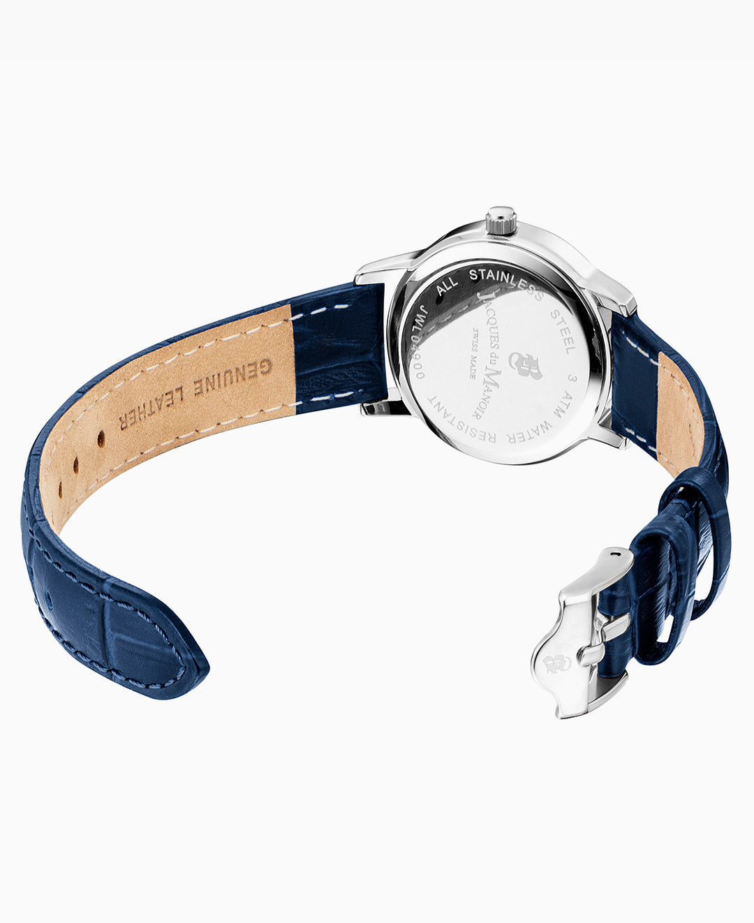 Genesis Ladies 28mm Three-hands Blue-tone White dial Leather strap swiss watch