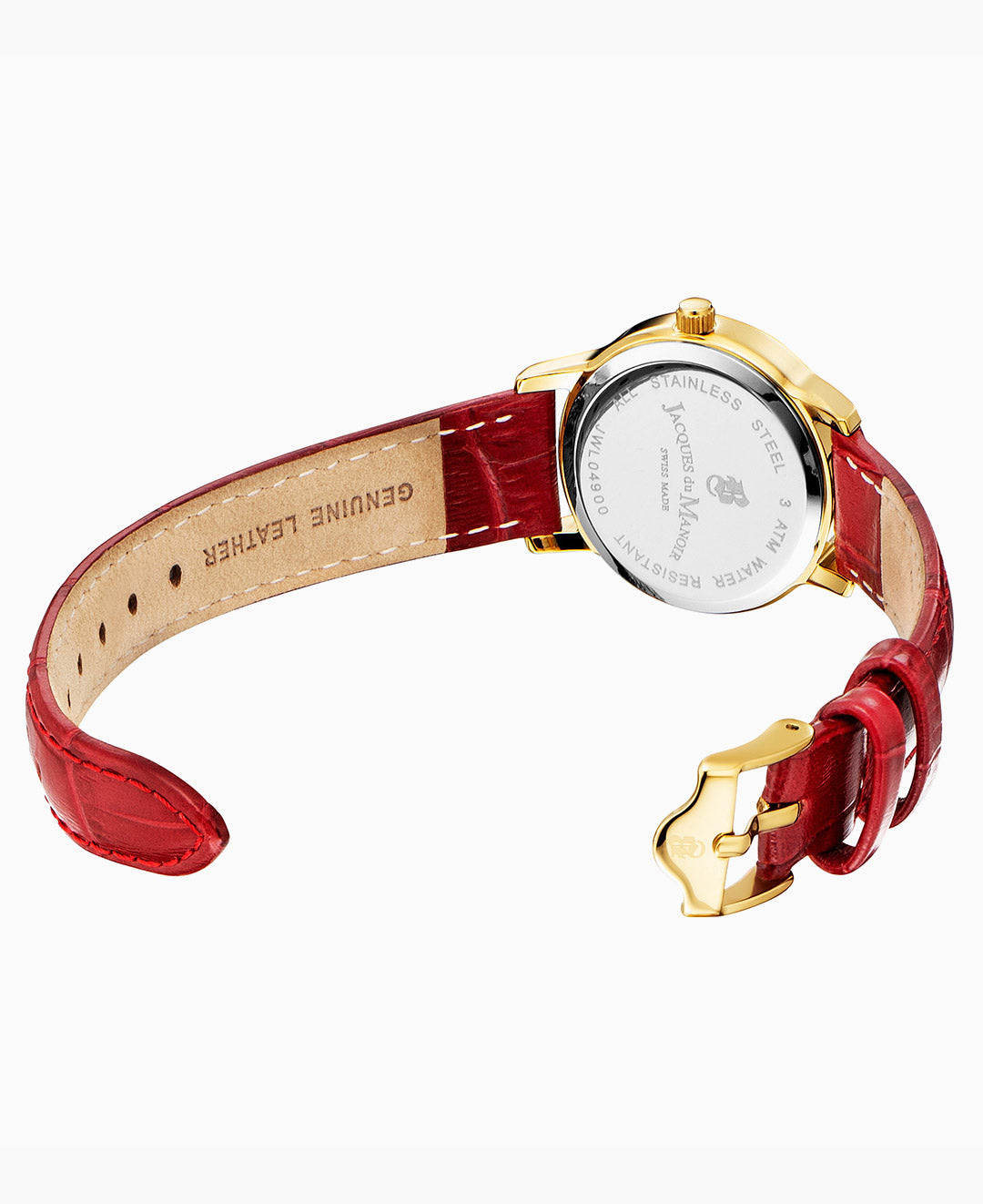 Genesis Ladies 28mm Three-hands Red-tone White dial Leather strap swiss watch
