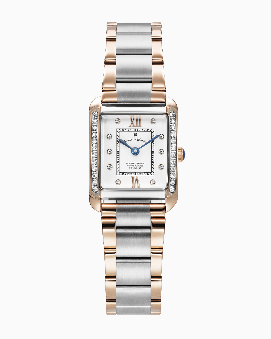 Emily 22x19mm Two-hands Two-tone White dial with Stones Stainless steel swiss watch