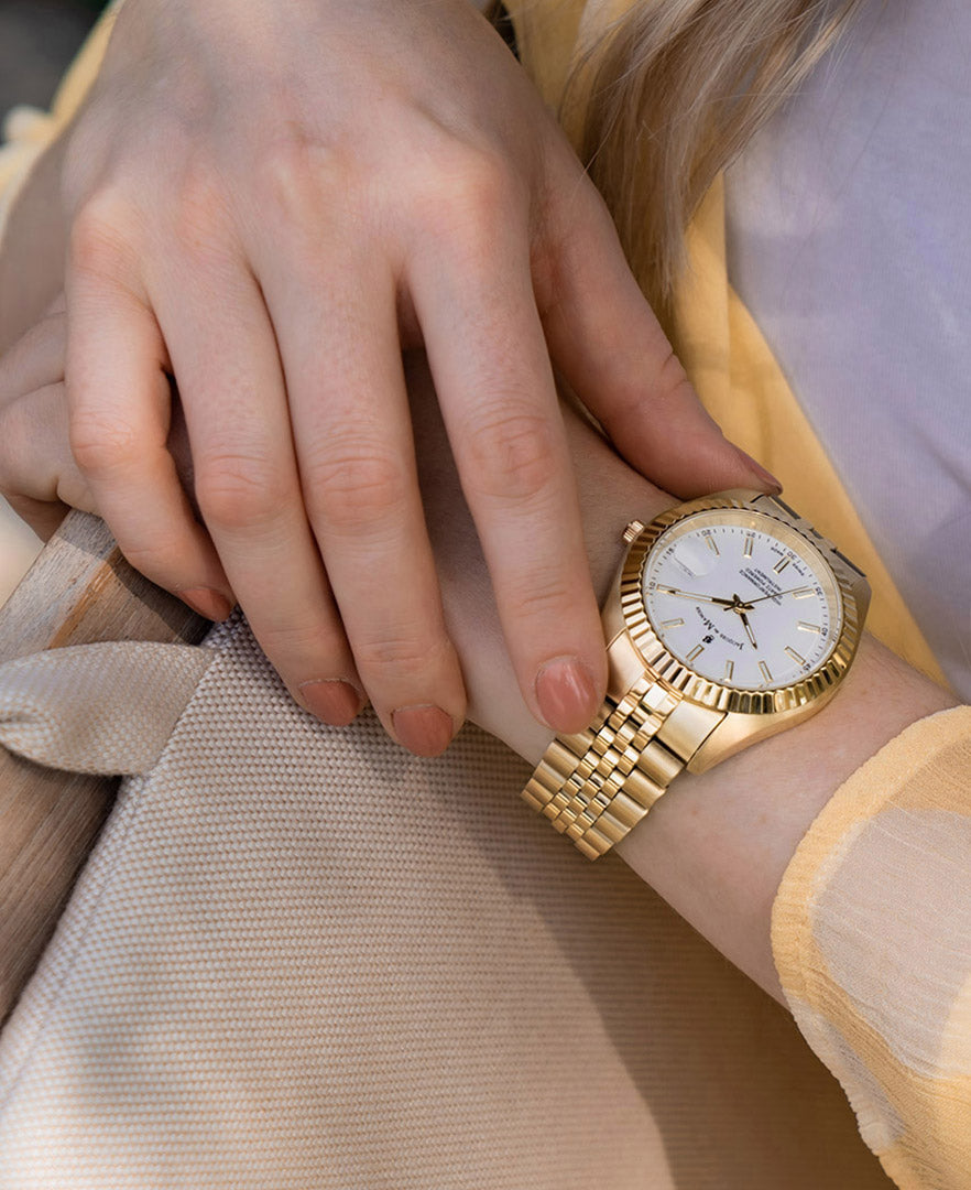 Inspiration Business 40mm Three-hands Date Gold-tone White dial Stainless steel swiss watch