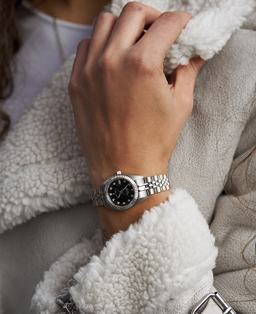 Inspiration Elegance 26MM Three-hands Date Silver-tone Black dial Stainless steel swiss watch