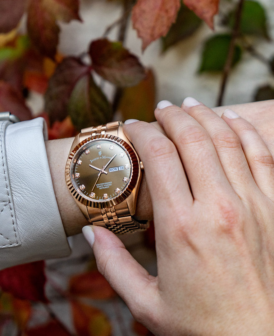 Inspiration Elegance 36MM Three-hands Date Rosegold-tone Brown dial Stainless steel swiss watch
