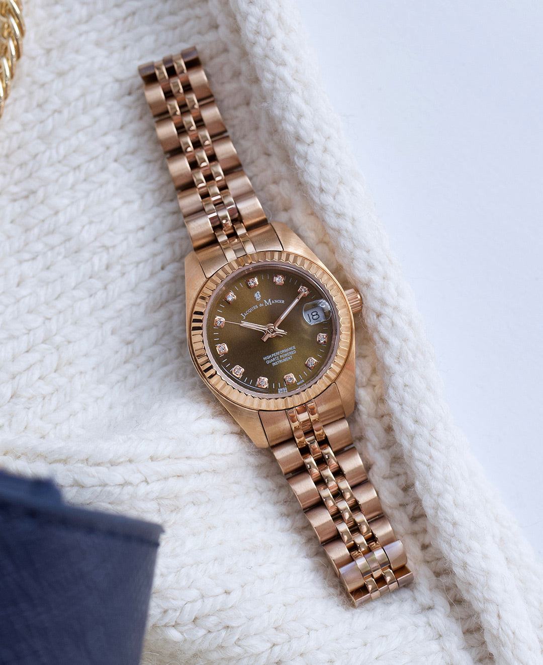 Inspiration Elegance 26MM Three-hands Date Rosegold-tone Brown dial Stainless steel swiss watch