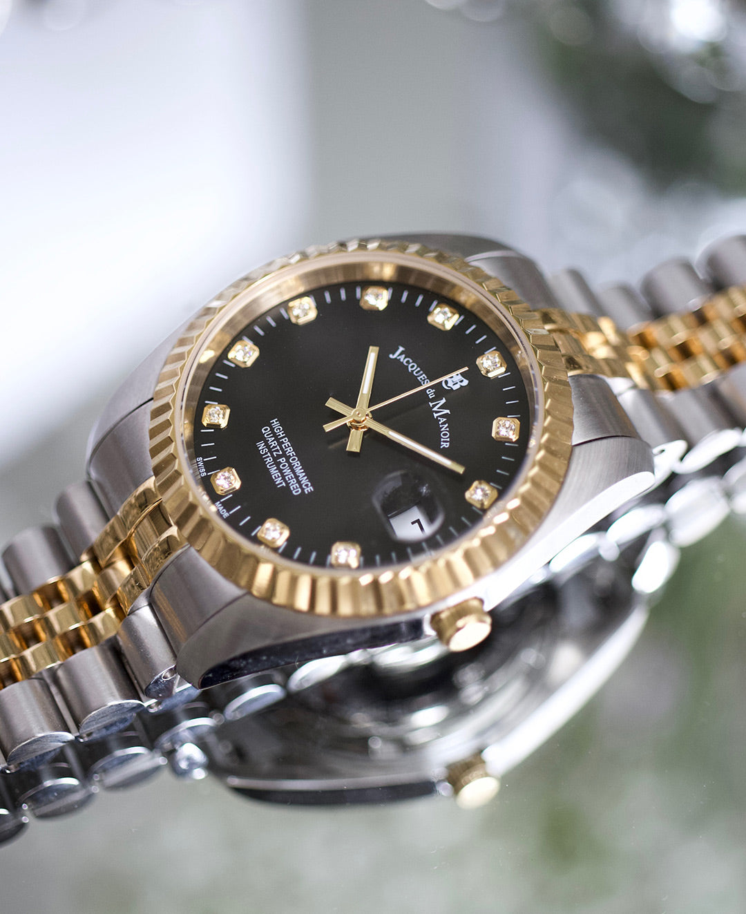 Inspiration Elegance 36MM Three-hands Date Two-tone Black dial Stainless steel swiss watch