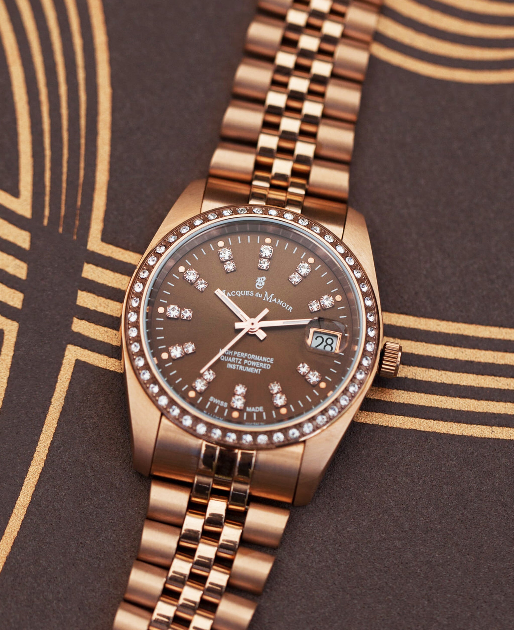 Inspiration Elegance 36MM Three-hands Date Rosegold-tone Brown dial Stainless steel swiss watch