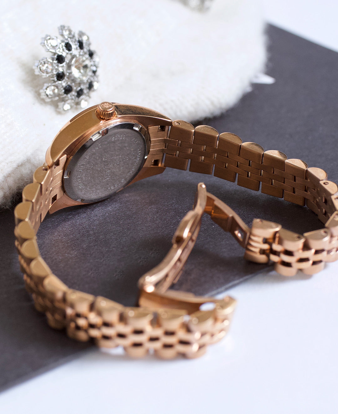 Inspiration Elegance 26MM Three-hands Date Rosegold-tone Brown dial Stainless steel swiss watch