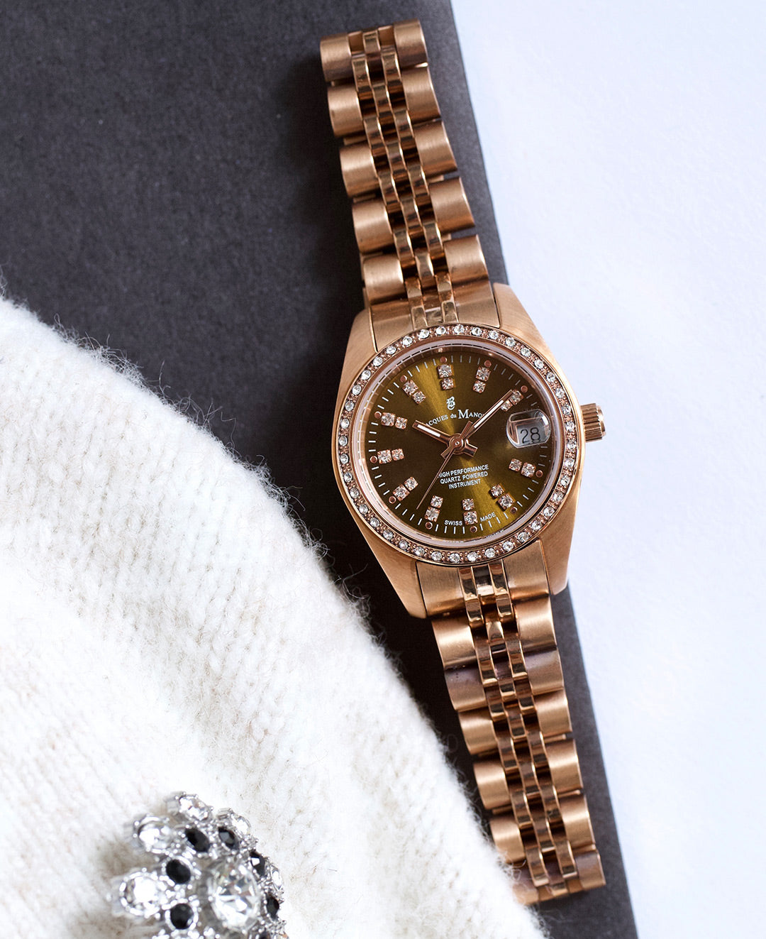 Inspiration Elegance 26MM Three-hands Date Rosegold-tone Brown dial Stainless steel swiss watch
