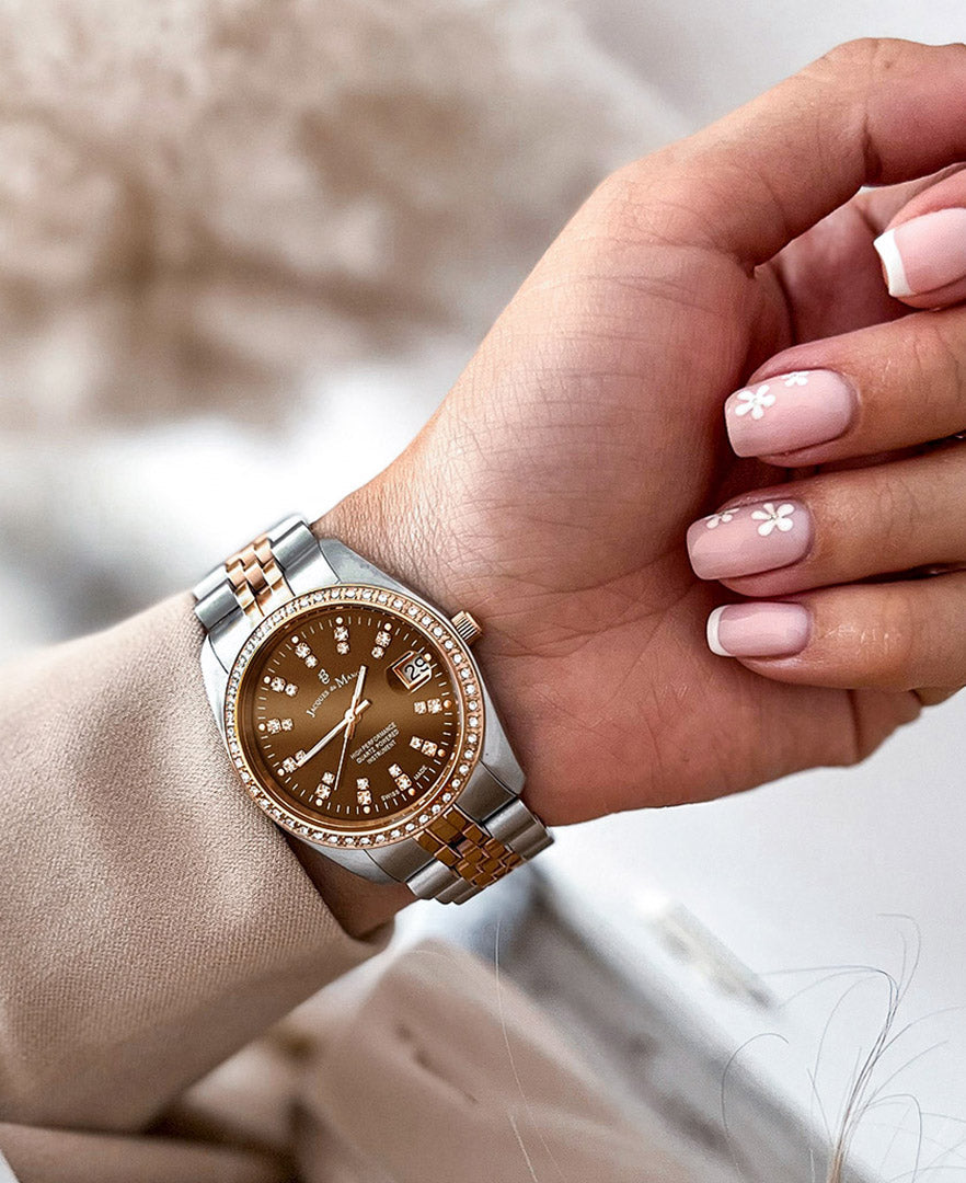 Inspiration Elegance 36MM Three-hands Date Two-tone Brown dial Stainless steel swiss watch