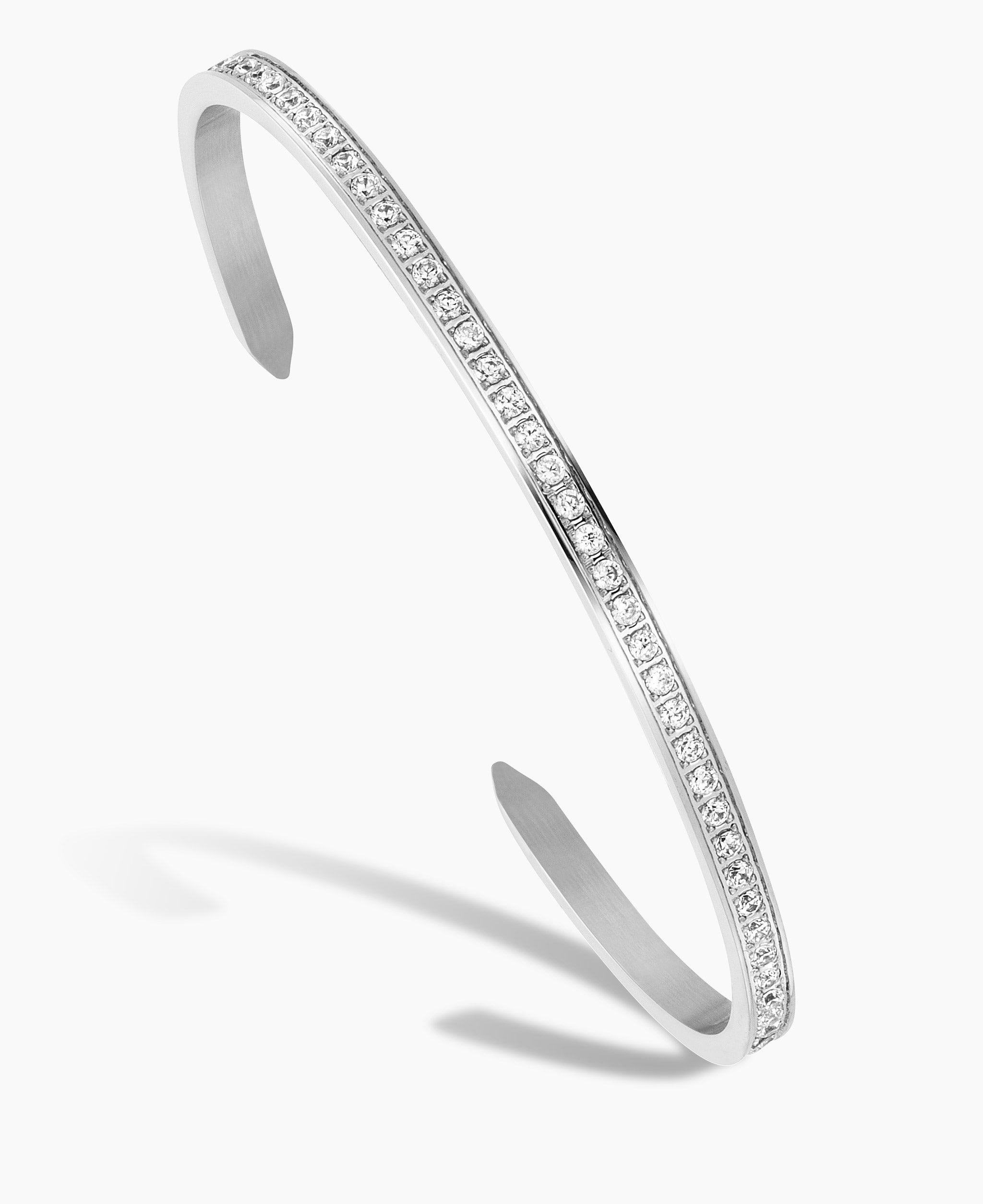 Bangle - Silver with stones -tone dial swiss watch