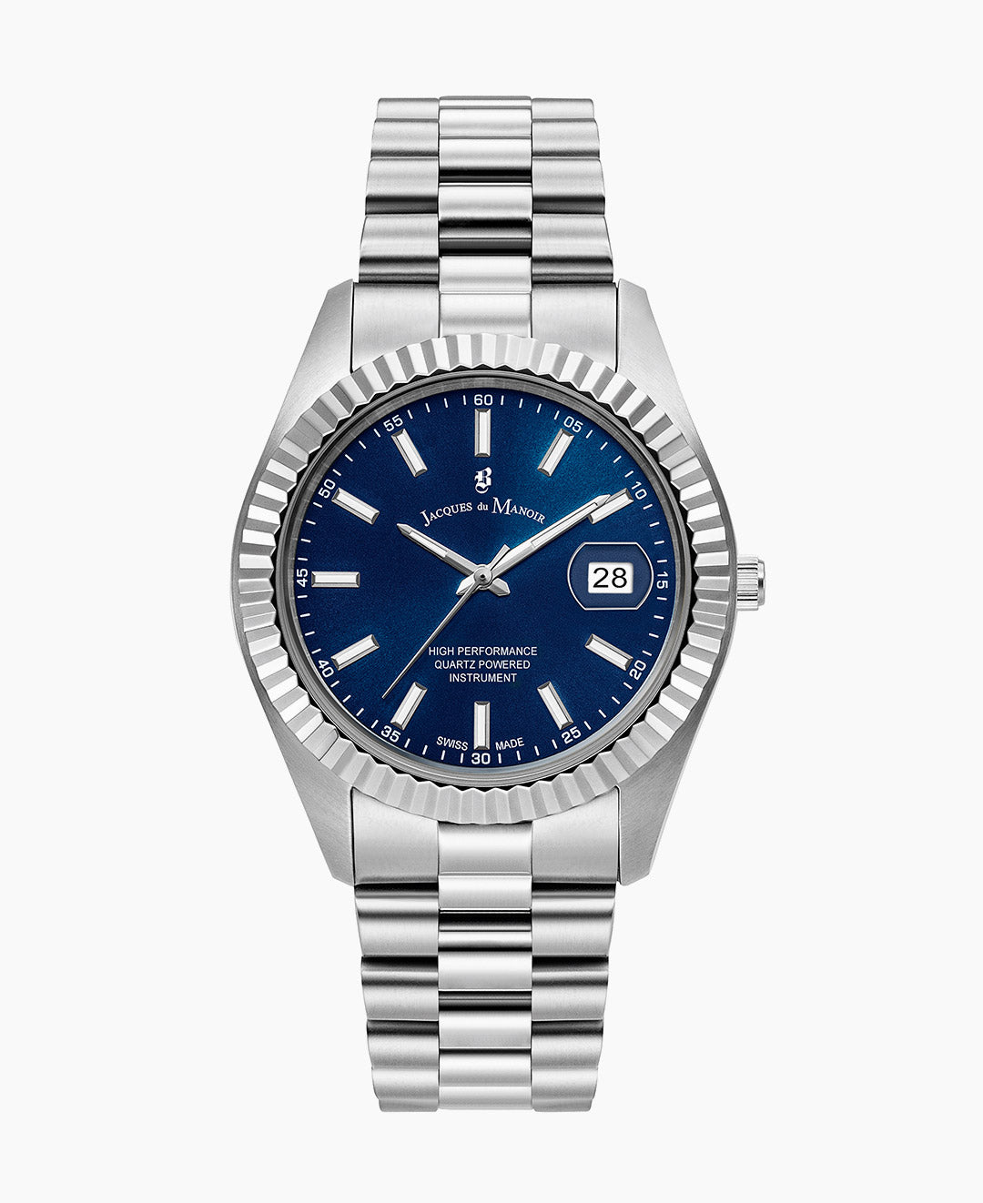 Inspiration Business 40mm Three-hands Date Silver-tone Blue dial Stainless steel swiss watch