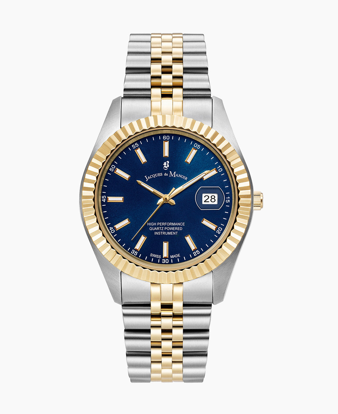 Inspiration Business 40mm Three-hands Date Two-tone Blue dial Stainless steel swiss watch