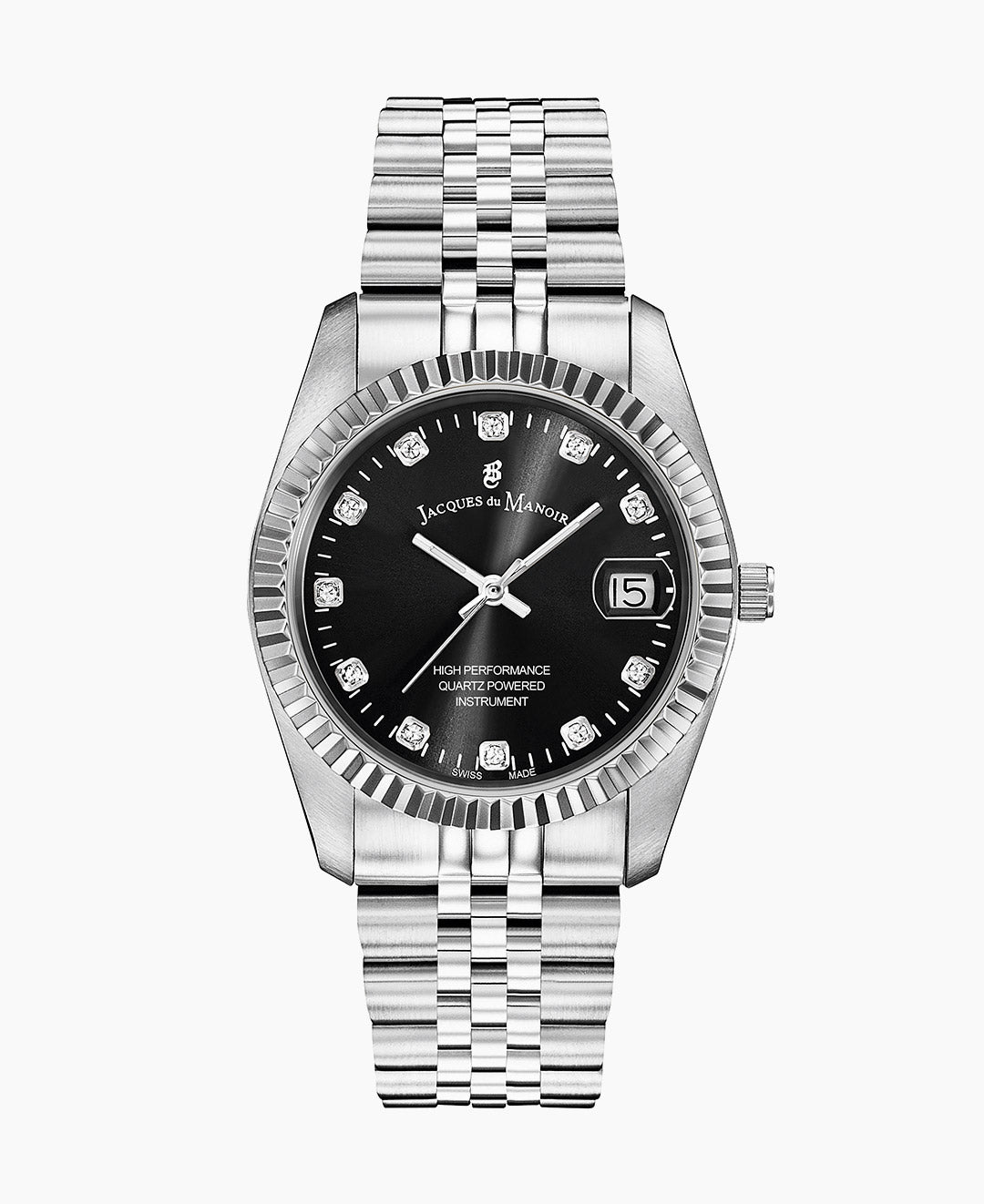Inspiration Elegance 36MM Three-hands Date Silver-tone Black dial Stainless steel swiss watch