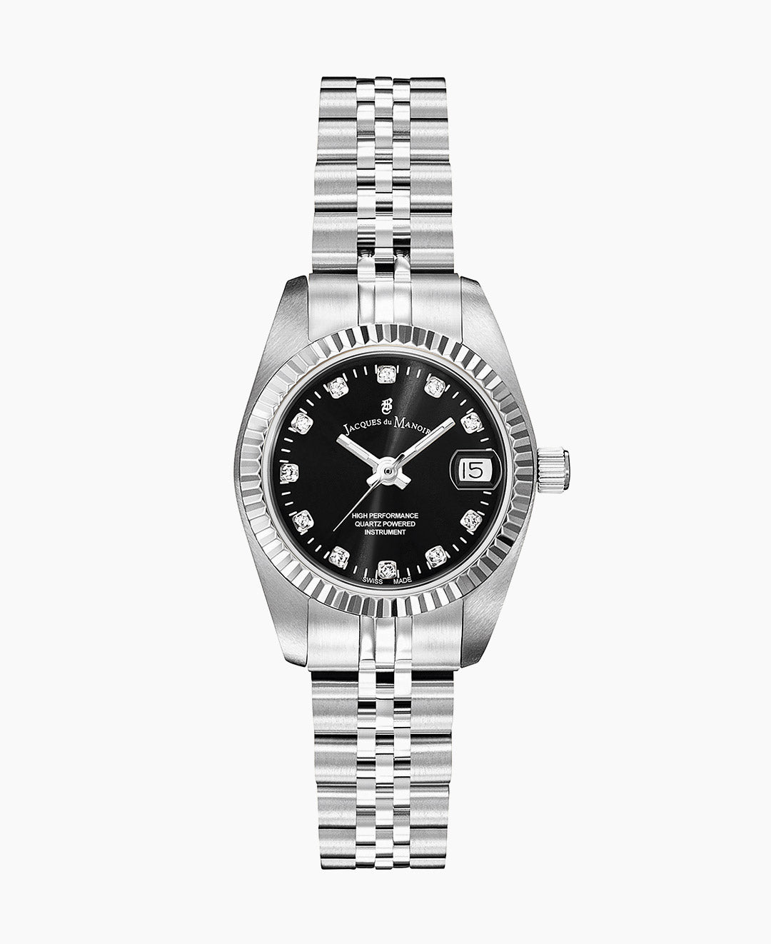 Inspiration Elegance 26MM Three-hands Date Silver-tone Black dial Stainless steel swiss watch