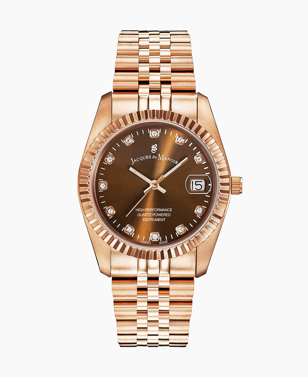 Inspiration Elegance 36MM Three-hands Date Rosegold-tone Brown dial Stainless steel swiss watch