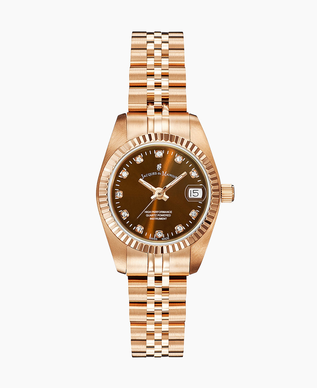 Inspiration Elegance 26MM Three-hands Date Rosegold-tone Brown dial Stainless steel swiss watch