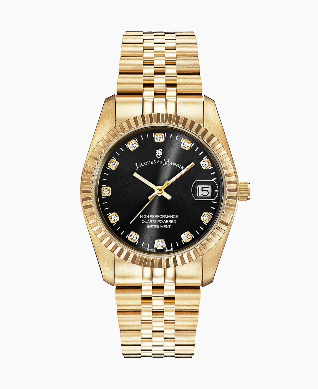 Inspiration Elegance 36MM Three-hands Date Gold-tone Black dial Stainless steel swiss watch