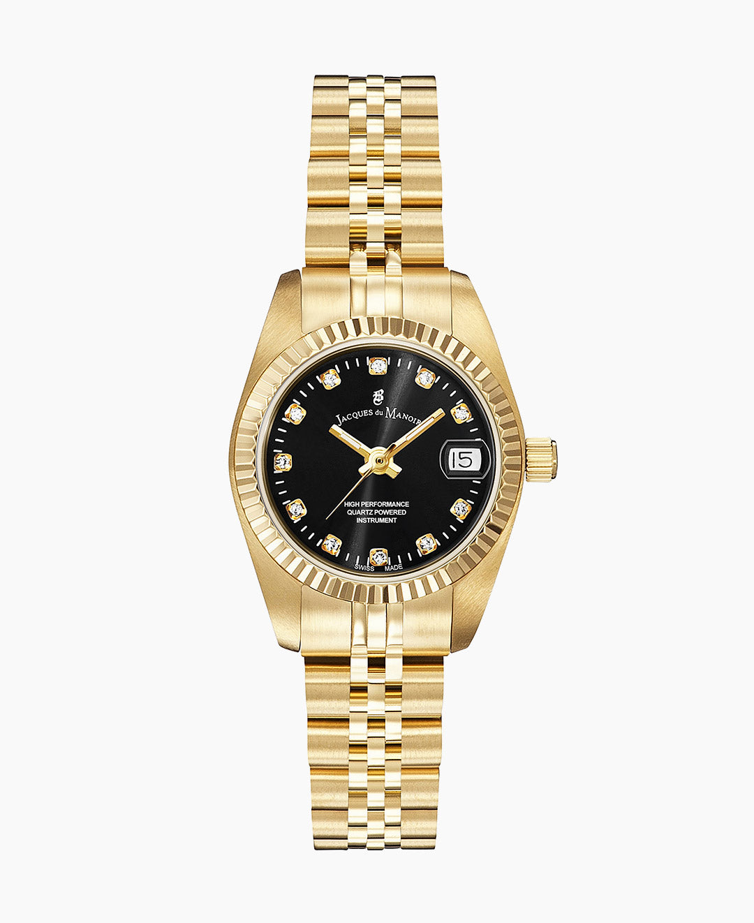 Inspiration Elegance 26MM Three-hands Date Gold-tone Black dial Stainless steel swiss watch