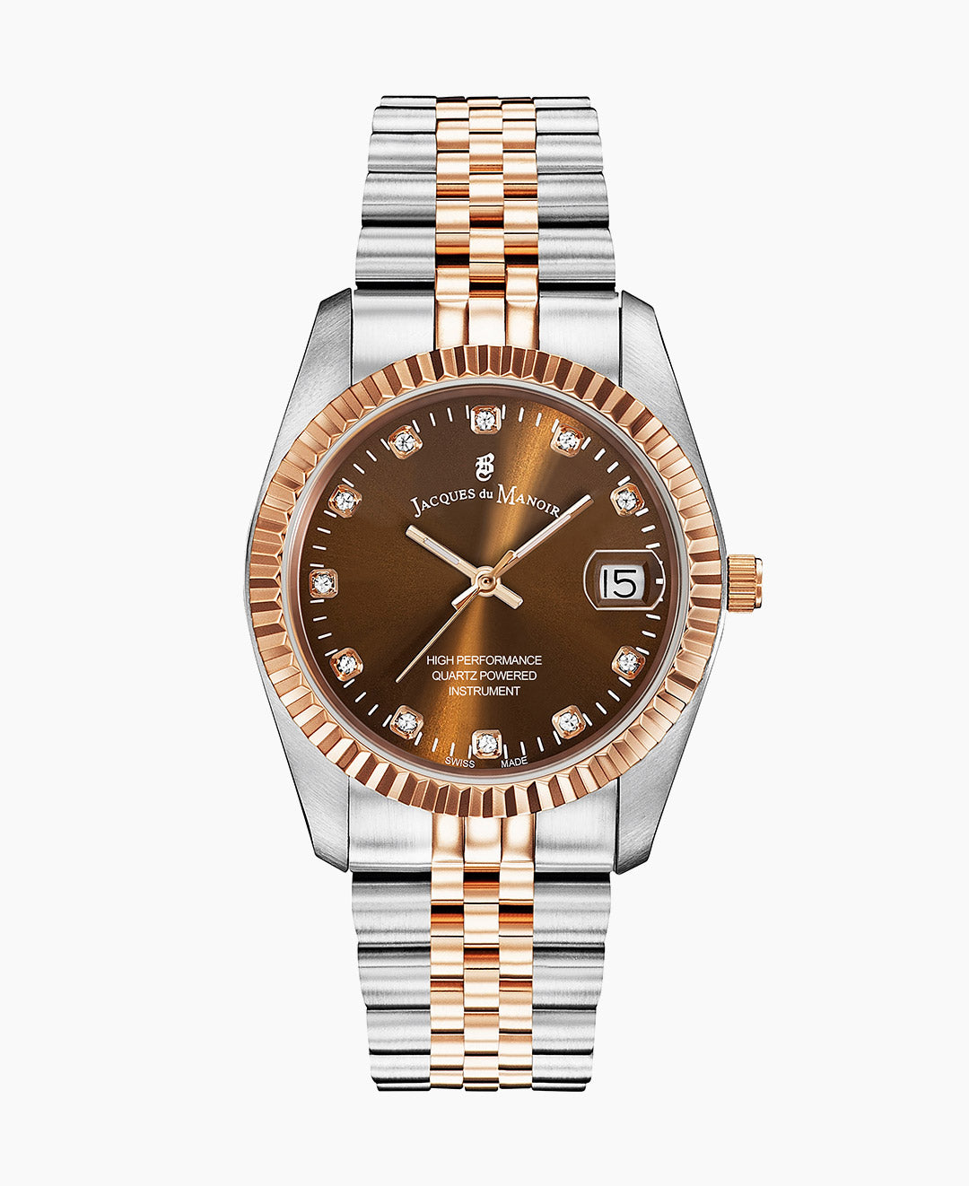 Inspiration Elegance 36MM Three-hands Date Two-tone Brown dial Stainless steel swiss watch